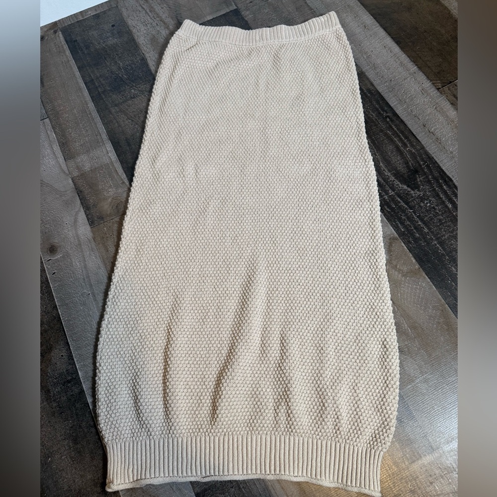 FP Beach Knit Midi Skirt XS Cream Coastal Grandma Minimalist Capsule Boho Lounge